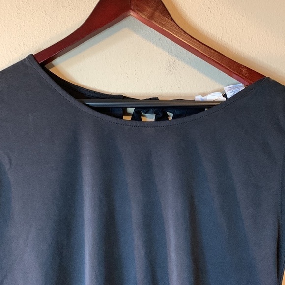 Sigrid Olsen Black Sleeveless Swing Dress Modal A-Line Pullover Back Bow Small - Picture 8 of 13